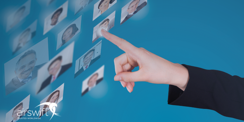 Hand selecting candidates on a big screen